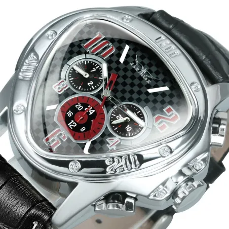 RelojesJaragar - lujoso reloj deportivo automático - esfera triangular geométrica - correa de piel auténtica