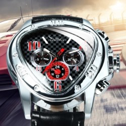 Jaragar - luxuoso relógio esportivo automático - mostrador geométrico triangular - pulseira de couro genuíno