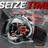 RelojesJaragar - lujoso reloj deportivo automático - esfera triangular geométrica - correa de piel auténtica