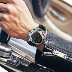 Jaragar - montre de sport automatique de luxe - cadran triangle géométrique - bracelet en cuir véritable