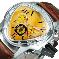 RelojesJaragar - lujoso reloj deportivo automático - esfera triangular geométrica - correa de piel auténtica