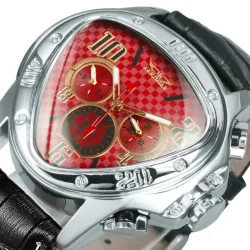 RelojesJaragar - lujoso reloj deportivo automático - esfera triangular geométrica - correa de piel auténtica