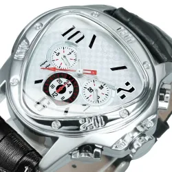 RelojesJaragar - lujoso reloj deportivo automático - esfera triangular geométrica - correa de piel auténtica
