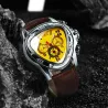 RelojesJaragar - lujoso reloj deportivo automático - esfera triangular geométrica - correa de piel auténtica