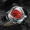 RelojesJaragar - lujoso reloj deportivo automático - esfera triangular geométrica - correa de piel auténtica