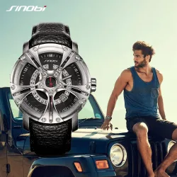 SINOBI - modieus creatief quartz horloge - waterdicht - leren bandHorloges