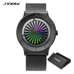 RelojesSINOBI - reloj de cuarzo creativo - esfera colorida - correa de malla de acero inoxidable