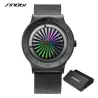 SINOBI - montre à quartz créative - cadran coloré - bracelet en maille d'acier inoxydable