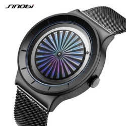 SINOBI - montre à quartz créative - cadran coloré - bracelet en maille d'acier inoxydable