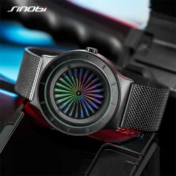 RelojesSINOBI - reloj de cuarzo creativo - esfera colorida - correa de malla de acero inoxidable