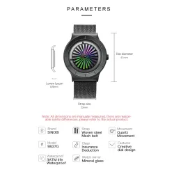 SINOBI - montre à quartz créative - cadran coloré - bracelet en maille d'acier inoxydable