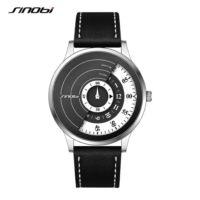 SINOBI - creatief stijlvol quartz horloge - leren bandHorloges