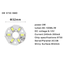 LED SMD chip - 3W - 7W - 12W - 18W - 24W - 36W - 5 stk.