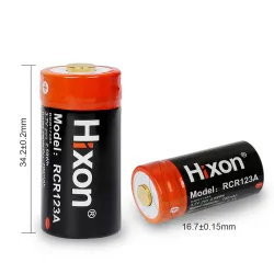 Hixon - RCR123a - 700mAh - 3,7V - 16340 batteri - oppladbart