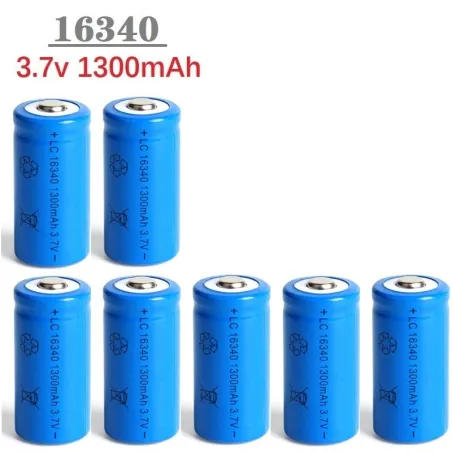 16340 li-ion batteri - genopladeligt - med oplader - 1300mAh - 3,7V