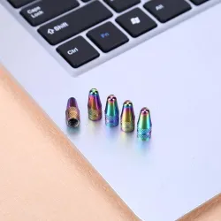 Bouchons de valve de vélo - aluminium - couleurs arc-en-ciel - 5 pièces