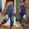Sommer lang jumpsuit - jeans romper - blomster print