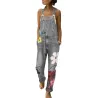 Macacão longo de verão - macacão jeans - flores estampadas
