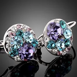 Elegant round earrings - with cubic zirconiaEarrings