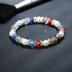 Bracelet élégant - avec strass / perles colorées