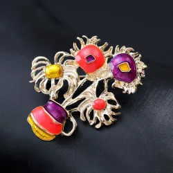 Broche dorée élégante - avec des tournesols colorés