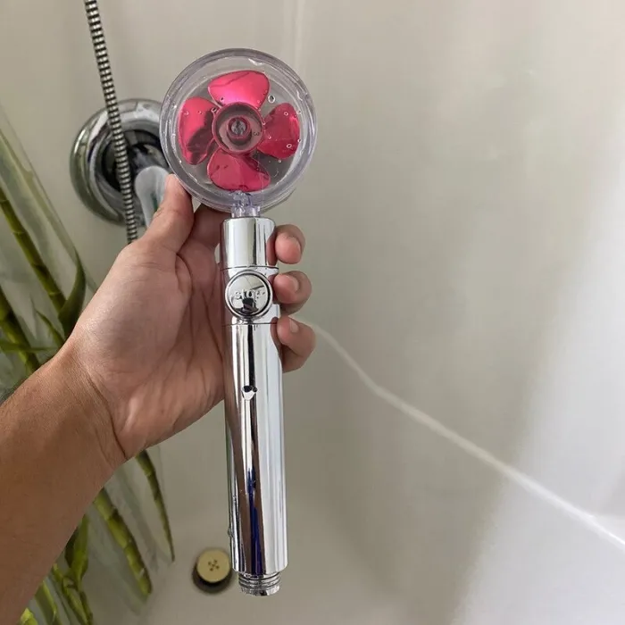 Soffione doccia moderno - risparmio idrico - girevole a 360° - con piccolo ventilatore - filtro