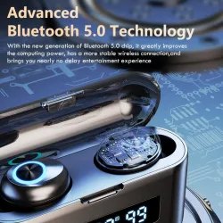Bezprzewodowe słuchawki sportowe - douszne - wodoodporne - Bluetooth - z mikrofonem / etui ładujące 2200 MahSłuchawki