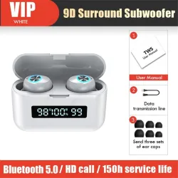 Bezprzewodowe słuchawki sportowe - douszne - wodoodporne - Bluetooth - z mikrofonem / etui ładujące 2200 MahSłuchawki