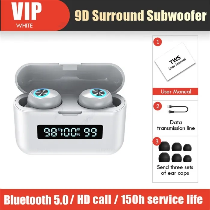 AuricularesAuriculares deportivos inalámbricos - earbuds - impermeables - Bluetooth- con micrófono / caja de carga de 2200Mah