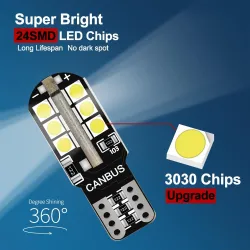 LED Canbus-lampa - billjus - W5W - T10 - 24 SMD - 12V - 6 st