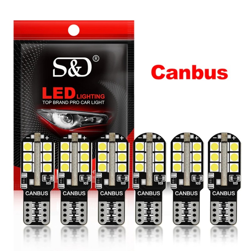 LED Canbus pære - billys - W5W - T10 - 24 SMD - 12V - 6 stk.