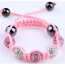 Pulseira elegante com contas de cristal / pretas - ajustável - 4 peças