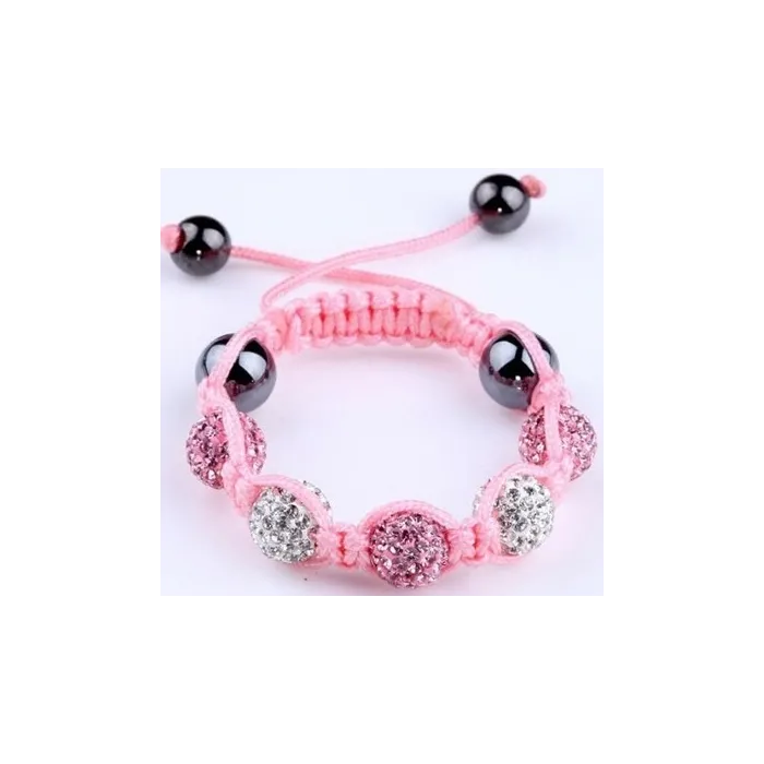 Stilig armbånd med krystall / sorte perler - justerbar - 4 stk
