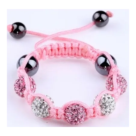 PulseraElegante pulsera con cuentas de cristal / negro - ajustable - 4 piezas