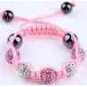 Stilig armbånd med krystall / sorte perler - justerbar - 4 stk