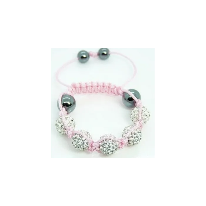 Stilrent armband med färgglada kristallkulor / svarta pärlor - justerbart - 2 st