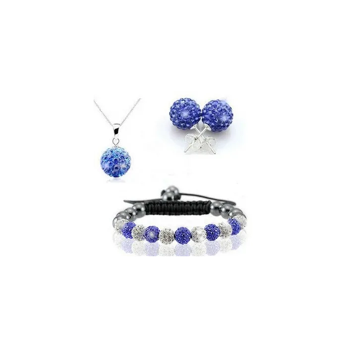 Fashionable set with crystal beads - bracelet - earrings - pendant for necklaceJewellery Sets