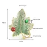 Luksusowa kryształowa broszka - czerwony chrząszcz / zielony liśćBroszki