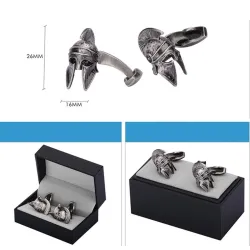 Vintage silver cufflinks - retro war helmetCufflinks