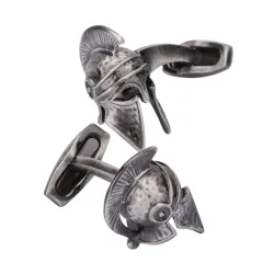 GemelosGemelos de plata vintage - casco de guerra retro