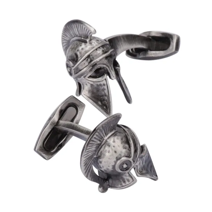 Vintage silver cufflinks - retro war helmetCufflinks