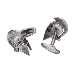 GemelosGemelos de plata vintage - casco de guerra retro
