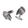 Boutons de manchette argent vintage - casque de guerre rétro