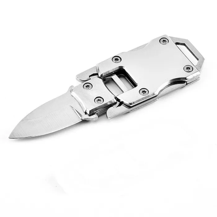 Coltellino tascabile - staccabile - pieghevole - in acciaio inox - con cordino
