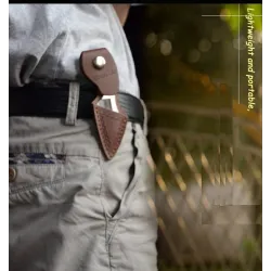Tactical small knife - with ring - leather case - D2 steelKnives & Multitools