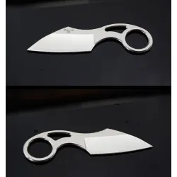Cuchillos & multitoolsNavaja táctica pequeña - con anilla - funda de cuero - acero D2