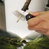 Mini couteau pliable - inox - manche bois - avec gaine cuir