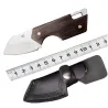 Mini sammenleggbar kniv - rustfritt stål - trehåndtak - med skinntrekk