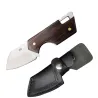Cuchillos & multitoolsMinicuchillo plegable - acero inoxidable - mango de madera - con funda de piel