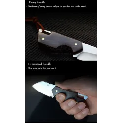 Cuchillos & multitoolsMinicuchillo plegable - acero inoxidable - mango de madera - con funda de piel